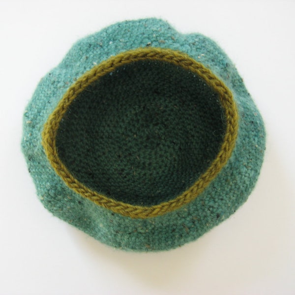 green wool silk hat beret