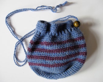 wool shoulder bag with long drawstring