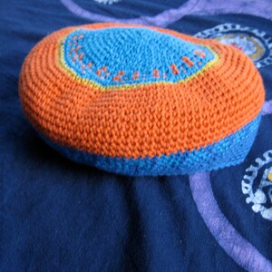 cotton beret hat medium tangerine and cobalt