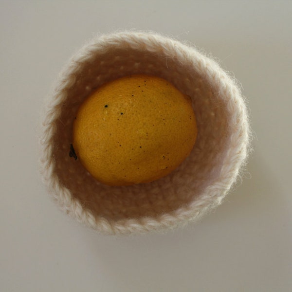 crocheted off-white wool nesting bowl