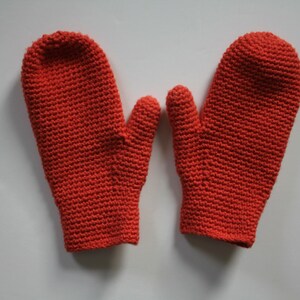 wool crocheted mittens orange