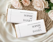 Editable Wedding Chocolate Wrapper Template: Modern Candy Bar Favor (Digital Download 4x6 & 5.25x6")