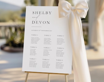 Planimetria minimalista modificabile per matrimoni: elegante planimetria dei posti a sedere (download immediato)