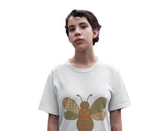 Camiseta de abeja / Camiseta de abeja estilo cottagecore / Camiseta con estampado rústico de naturaleza / Camiseta de abeja de arte popular / Regalo para amantes de las abejas