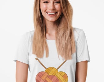 Camiseta de punto para mujer / Camiseta para amantes del hilo / Regalo para amantes del crochet / Camiseta estampada para tejedores / Camiseta de estilo cottagecore