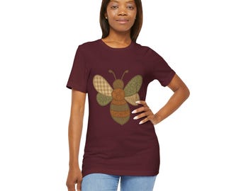 Camiseta de abeja para mujer / Camiseta de abeja estilo cottagecore / Camiseta acolchada con estampado de abeja / Camiseta rústica campestre con abeja / Regalo para amantes de la naturaleza