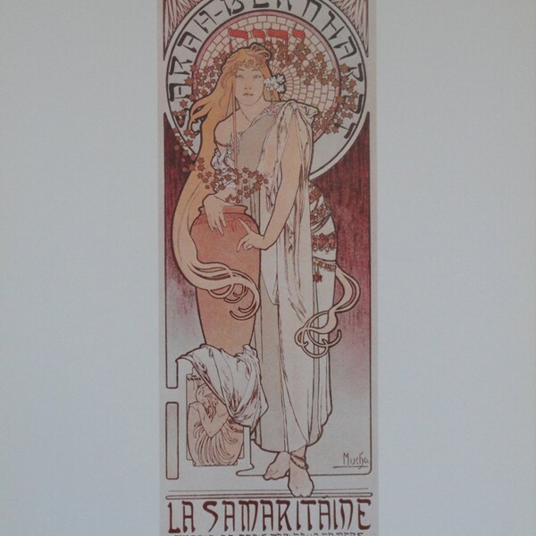 Vintage Poster Art, Mucha Poster, Antique Poster, Theater Play The Samaritan, Printed in USA in 1975