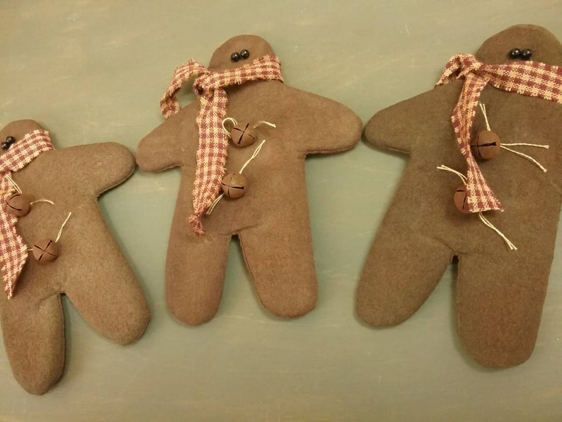 Primitive Gingerbread Men Bowl Fillers Set Of 3 Flat Etsy