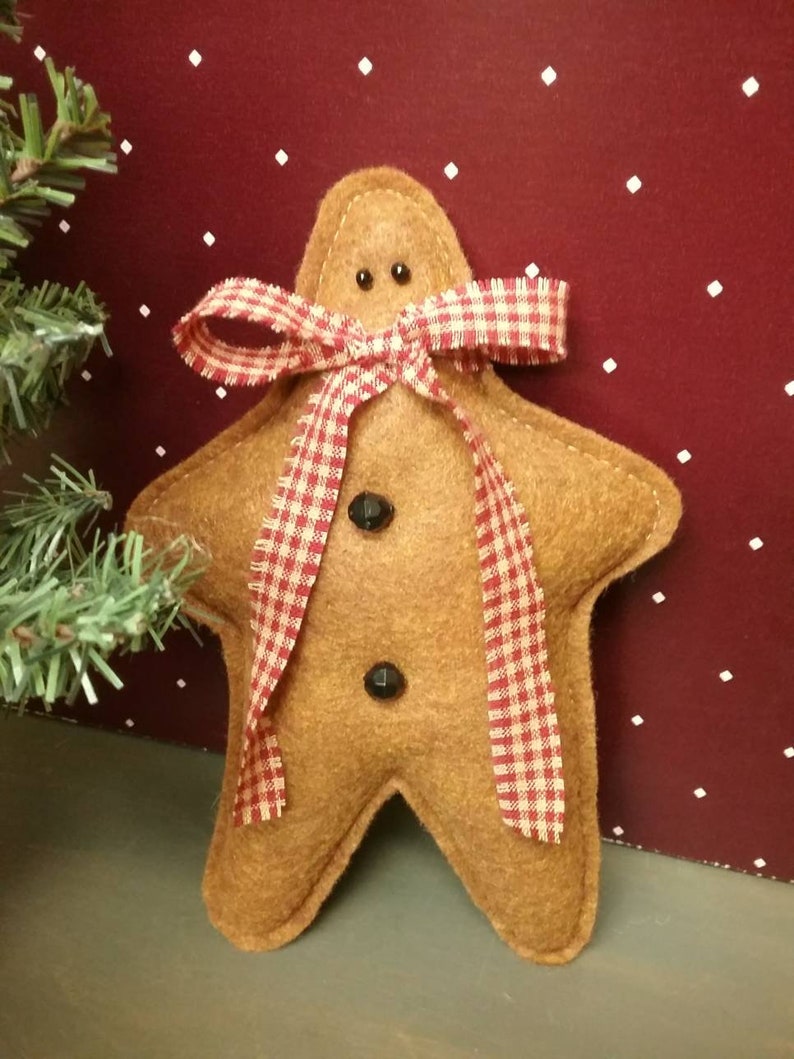 Gingerbread Man Star Tree Topper Country Primitive Felt Etsy