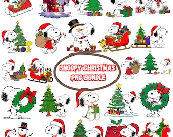Snoopy Christmas PNG Bundle: Festive Cartoon Dog Clipart (Digital Download)