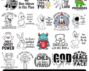 Kids Christian PNG Bundle, Bible Verse, Scripture Animals (Digital Download)
