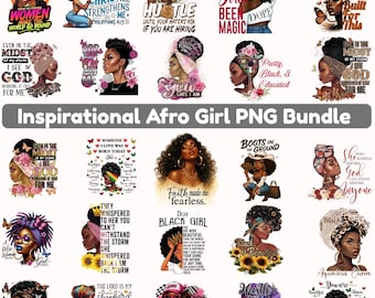 Afirmaciones de fe de mujeres negras (PNG) / Clipart de reina afro cristiana (descarga digital)