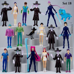 Kpop Kids Demon Hunter Figurine Set, Saja Boys Kpop Huntrix, Cartoon Model, Collectible Figurine Toy, Kpop Demon Hunters merch,birthday