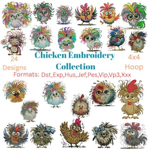 Floral Chicken Embroidery Designs Crazy Chicken Funny Chicken Designs Cute Chicken Embroidery File Rooster Embroidery Designs Chicken Files