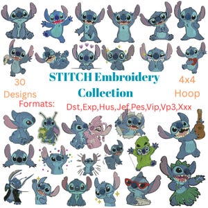Stitch Lilo Machine Embroidery design bundle  Stitch Lilo Embroidery designs  Floral Stitch embroidery Embroidery cute Stitch Cross DST File