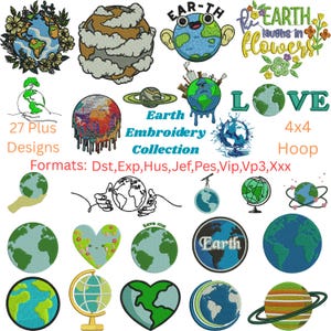 Earth Planet Machine Embroidery Design: Save The Planet Designs (PES File Bundle)
