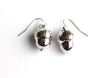 Real Acorn Silver earrings