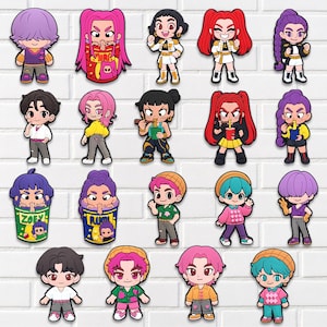 Kpop Style Chibi Shoe Charms Set, Cute Cartoon Idol Clog Charms, Colorful Kawaii Sandal Accessories, Fun Charms Gift Bild 1