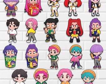 Kpop Style Chibi Shoe Charms Set, Cute Cartoon Idol Clog Charms, Colorful Kawaii Sandal Accessories, Fun Charms Gift