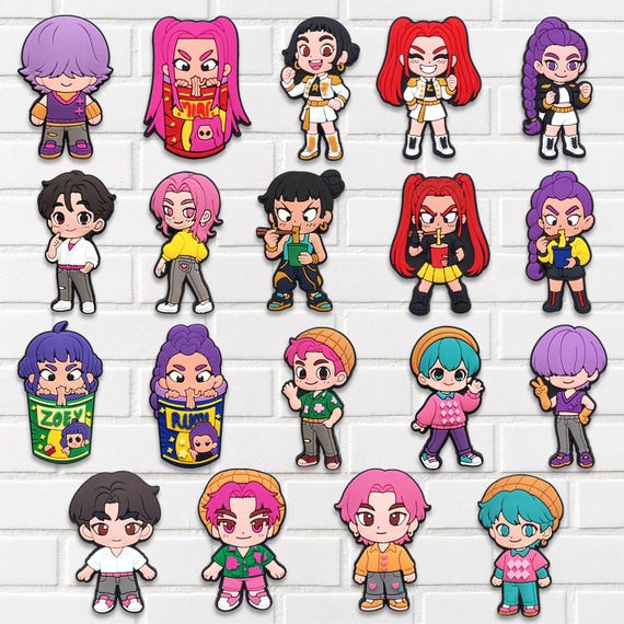 Kpop Style Chibi Shoe Charms Set, Cute Cartoon Idol Clog Charms, Colorful Kawaii Sandal Accessories, Fun Charms Gift
