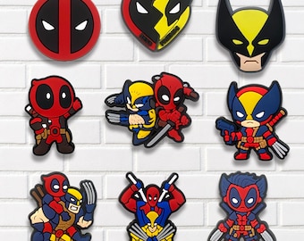 9PCS Comic Hero Shoe Charms Set, Cartoon Hero Inspired Charms for Clog Shoes, Sandals and Bracelets, Fun Hero Theme Shoe Accessories