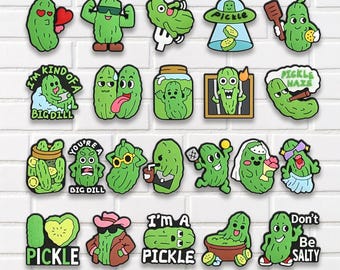 Funny Pickle Shoe Charms, Cute Green Pickle Clog Charms, Big Dill Shoe Accessories, Funny Veggie Shoe Decorations, Gift for Pickle Lovers