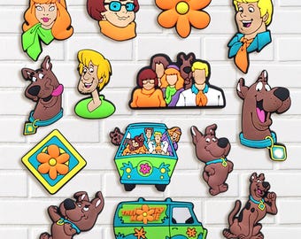 Retro Cartoon Shoe Charms Set | Groovy Van & Dog Charms | Colorful PVC Shoe Accessories | Fun Mystery Team Gift | Cute Shoe Decoration Pack