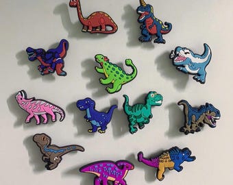 Dinosaur Shoe Charms for Kids, Cute Dino Accessories for Clogs Sandals Bracelets, Birthday Party Favor Gifts, PVC Material