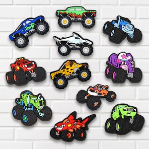 Monster Truck Shoe Charms, Cartoon Off Road Truck Charms for Clog Shoes Bags Bracelets, Colorful Vehicle Shoe Accessories