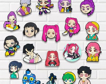 Kpop Style Cartoon Shoe Charms Set, Cute Idol Inspired Clog Charms, Colorful Character Shoe Bags Accessories, Gift for Teens Girls