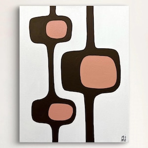Original Abstract Art on Canvas Mid Century Modern Unique Geometric Artwork