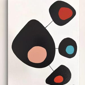 Original Abstract Art on Canvas Mid Century Modern Unique Geometric Artwork