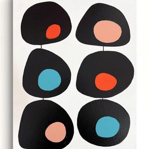 Original Abstract Art on Canvas Mid Century Modern Unique Geometric Artwork
