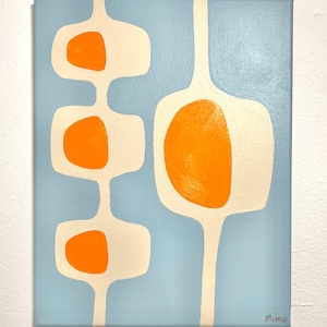 Original Abstract Art on Canvas Mid Century Modern Unique Geometric Artwork