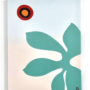 Original Abstract Art Mid Century Vintage Style Geometric Painting Canvas Retro