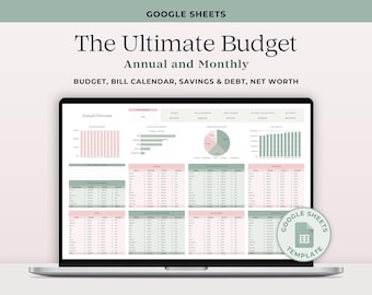 Google Sheets Annual Budget Spreadsheet with Bill Calendar, Debt, Savings and Net Worth Trackers