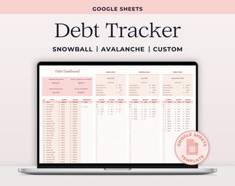 Debt Payoff Tracker, Snowball and Avalanche Calculator for Google Sheets, Debt Free Planner