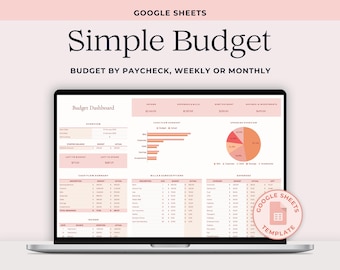 Google Sheets Budget Spreadsheet, Easy Weekly and Monthly Expense Tracker, Paycheck Budgeting Template