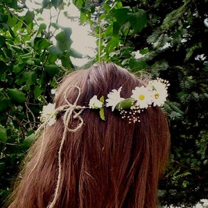 Daisy chain Flower Crown Easter halo Hippie Day Headband Best Seller music festival spring gift vow renewal 70s hair wreath boho wedding