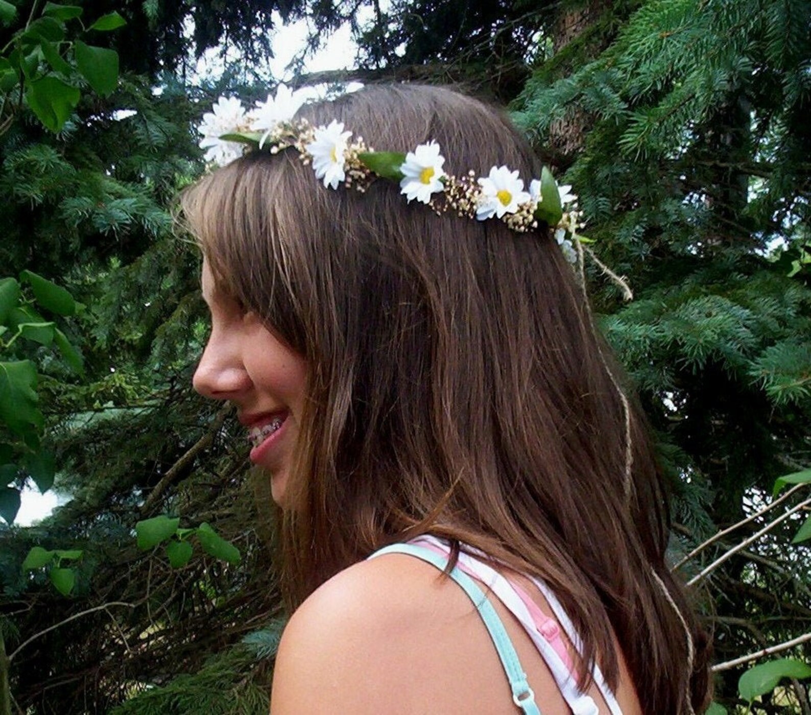 Hippie daisy chain headband Flower Crown hair wreath flower Etsy