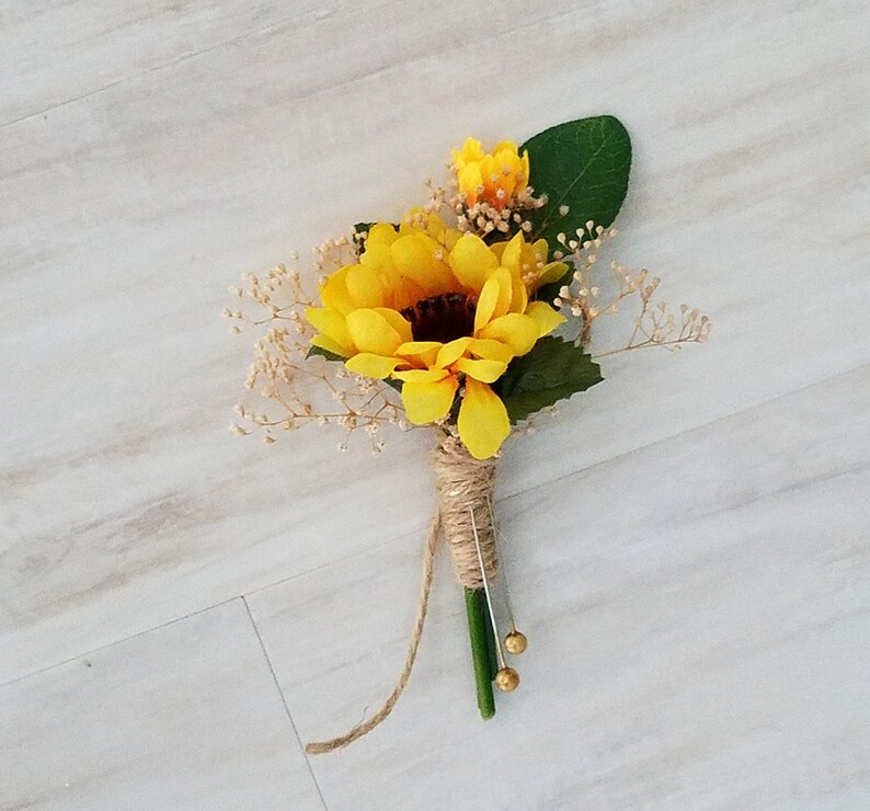 Mens Boutonniere Sunflower Burgundy Wedding Flowers Lavender Etsy