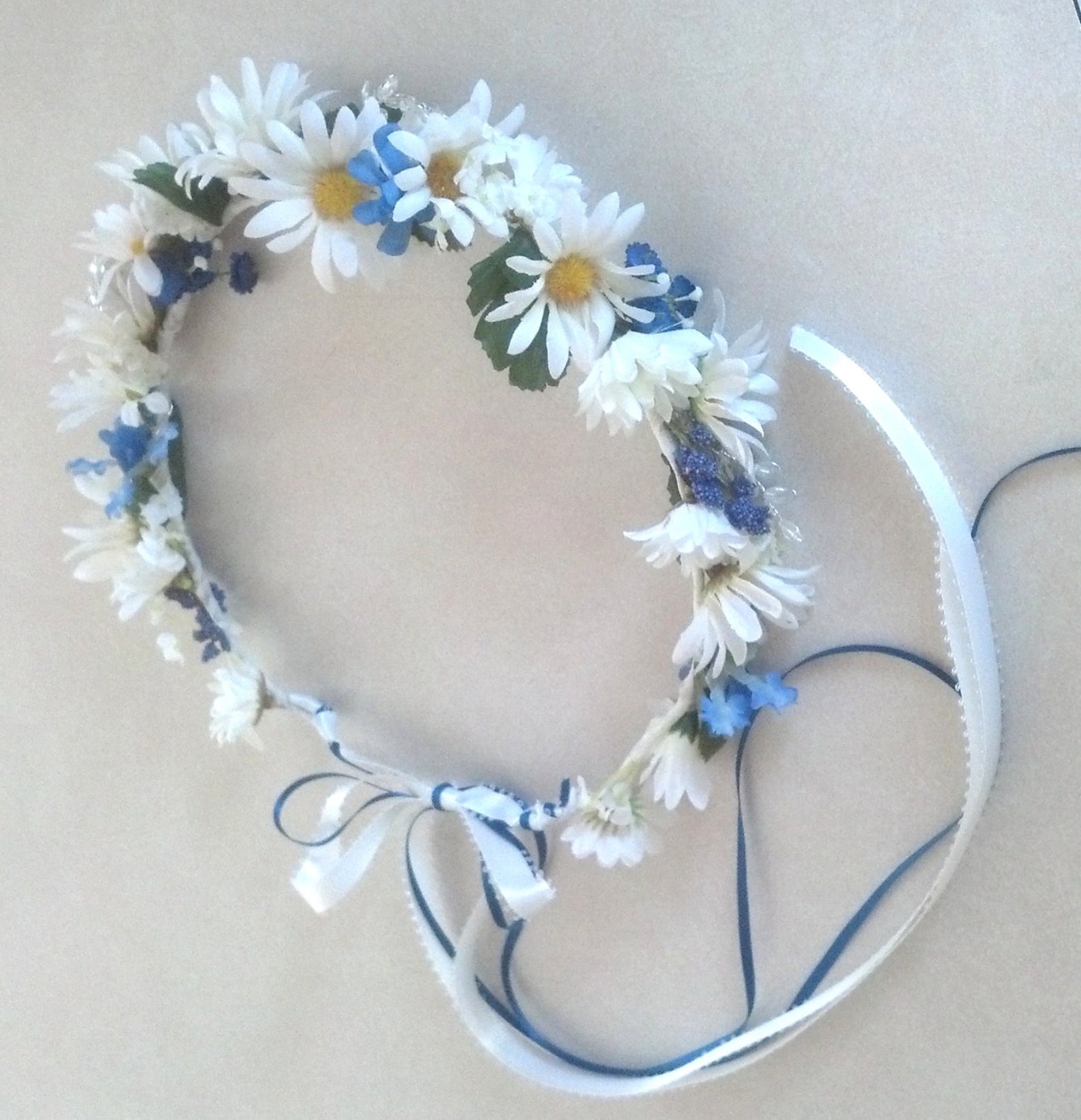 Daisy Chain Headband Blue Flower Crown Bridal Party Hair Etsy