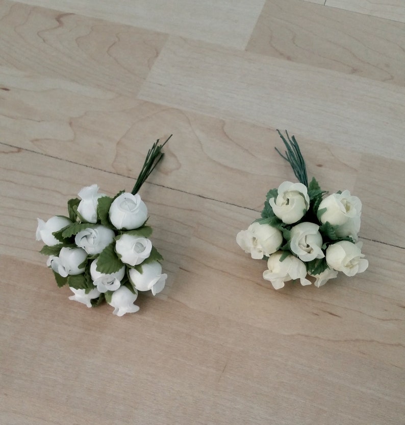 Craft silk flower crown supplies 24 mini rosebuds Ivory Bridal Etsy