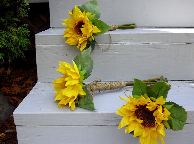 Sunflower Bridal Bouquet Package Budget Bride Corsages Etsy