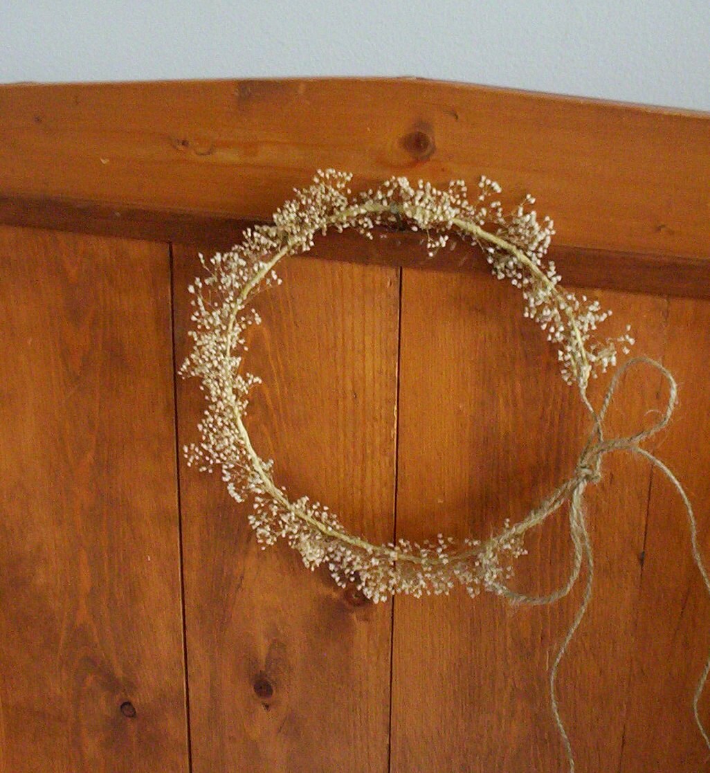 country bride dried flower crown twine headpiece barn wedding Etsy