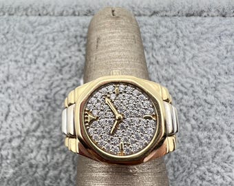 14k gold 2 toned Rolex styled band ring  (7.4 grams)