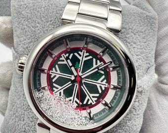 Zeldzaam Invicta Men Specialty Snowflake Floating Crystal Dial Quartz SS-horloge
