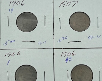 1906 and 1907 Indian head pennies (pack of 4)