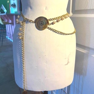 Vintage Moschino Chain Belt, Charm Belt, Made In Italy, 1990s, Designer, Luxury, Fashion