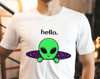 Cute Cartoon Groovy Trippy Alien Shirt, Paranormal Alien Black hole Shirt